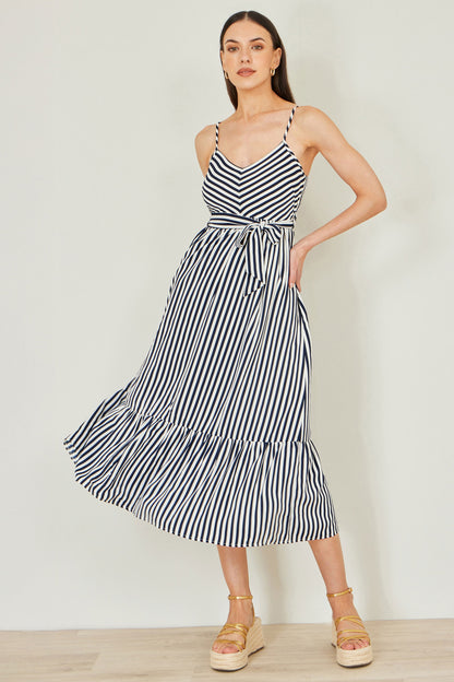 Women’s Yumi Navy Stripe Midi Sun Dress