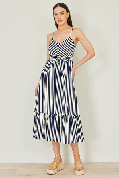 Women’s Yumi Navy Stripe Midi Sun Dress