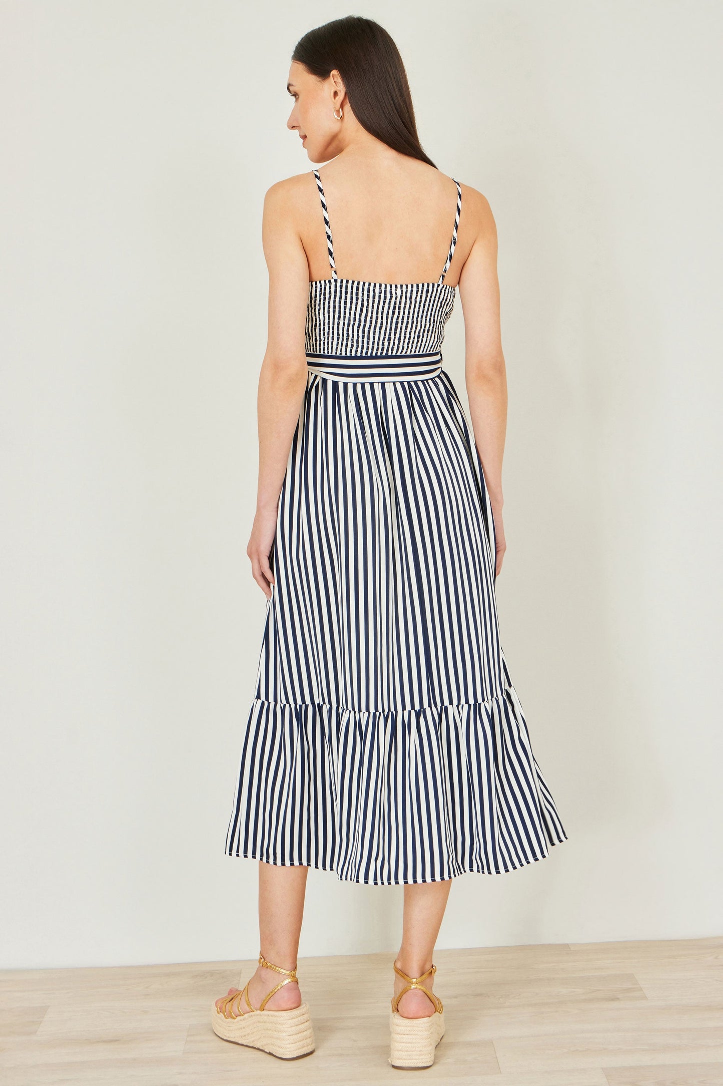 Women’s Yumi Navy Stripe Midi Sun Dress