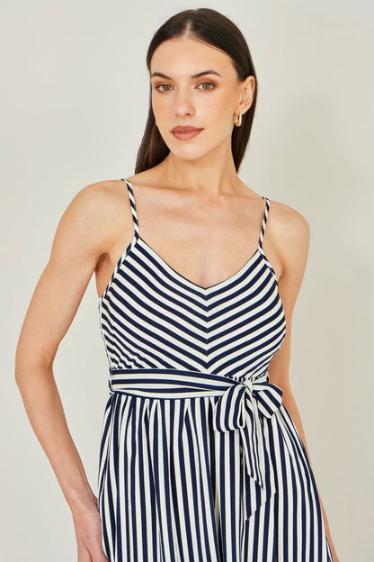 Women’s Yumi Navy Stripe Midi Sun Dress