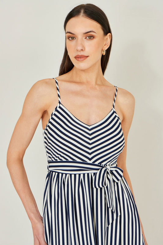 Women’s Yumi Navy Stripe Midi Sun Dress