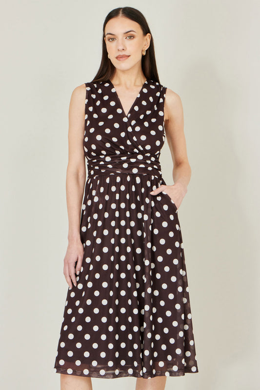 Women’s Yumi Brown Polka Dot Dress