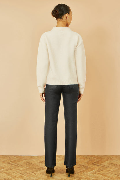Yumi Cream Relaxed Knitted Jumper With Sequin Detail