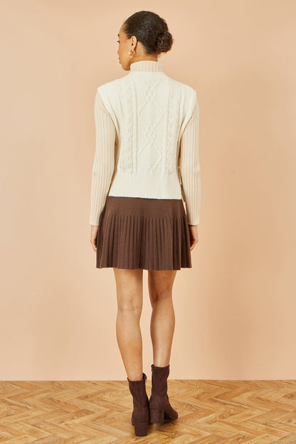 Yumi Ivory Flower Cable Knit Tie Side Pullover
