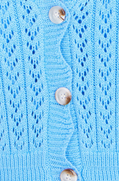 Yumi Blue Scallop Edge Crochet Knitted Midi Dress