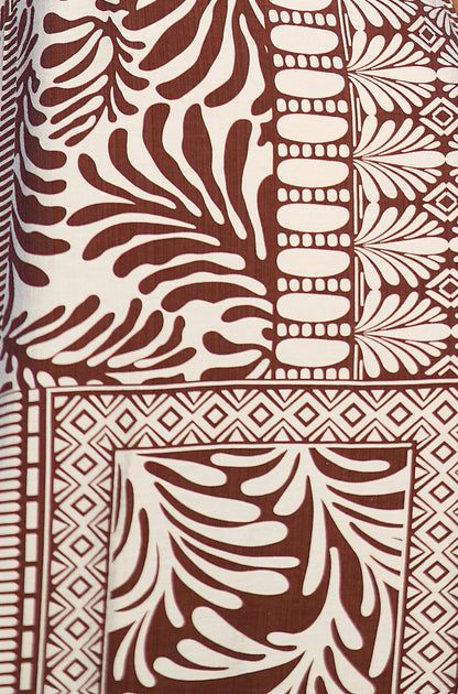 Yumi Brown Tile Print Maxi Dress With Bead Details