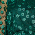 Yumi Green Sheer Sleeve Applique Flower Top