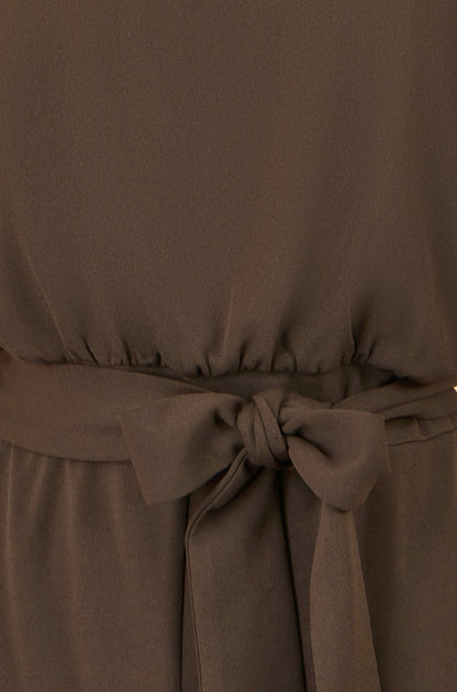 Yumi Brown Batwing Stretch Jumpsuit