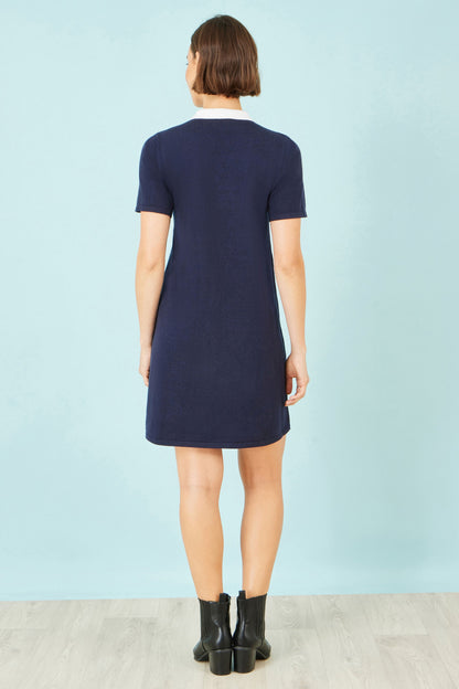 Yumi Navy Embroidered Knitted Floral Tunic