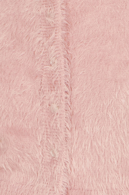 Yumi Pink Eyelash Knit Cropped Cardigan