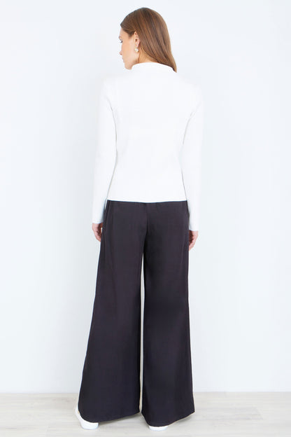 Yumi Ivory Ribbed Collar Button Up Cardigan