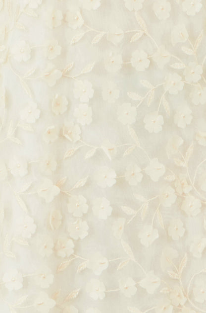 Yumi Ivory Long Sleeve Floral Applique Tunic