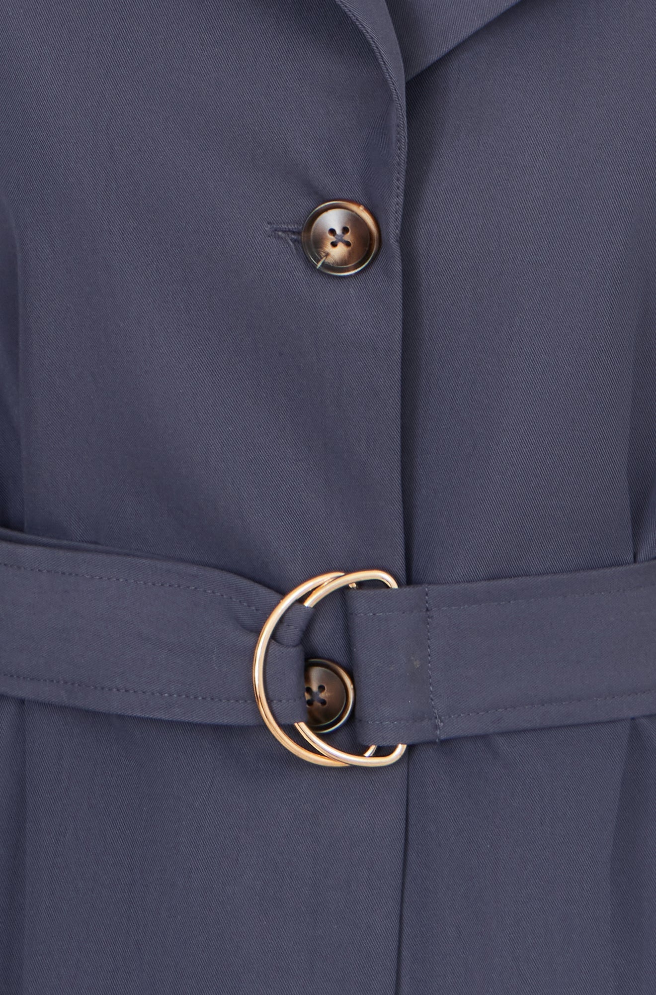 Yumi Navy Belted Long Trench Coat With Belt
