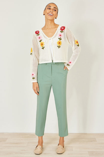 Yumi Ivory Crochet Embroidered Flower Bolero
