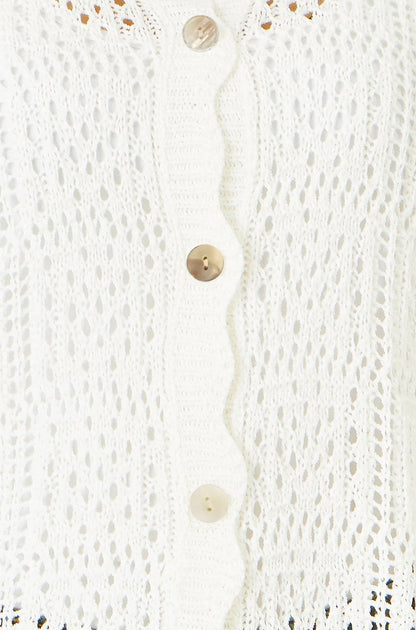 Yumi White Crochet Short Sleeve Cardigan