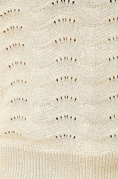 Yumi Beige Wave Metallic Thread Relaxed Jumper