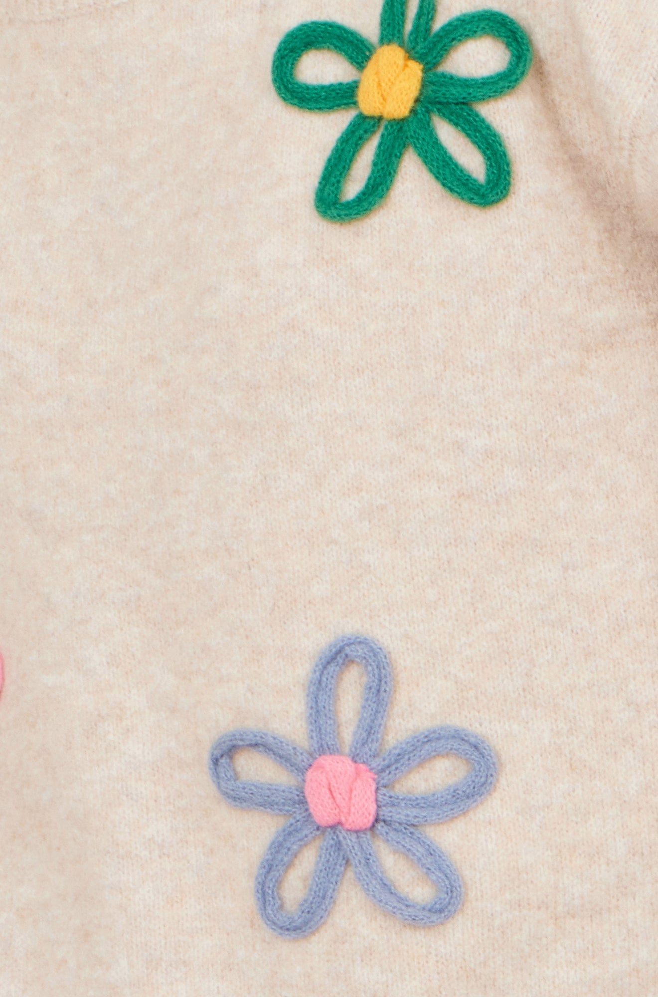 Yumi Oatmeal Relaxed Flower Embroidered Jumper