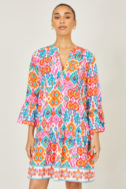 Yumi Multicolour Ikat Print Viscose Beach Tunic