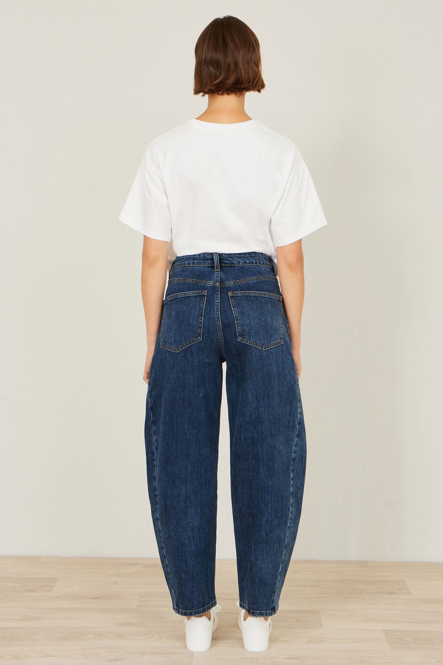 Yumi Blue Denim Barrel Relaxed Fit Jeans