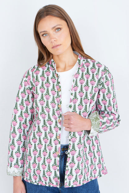 Yumi Green Reversible Cotton Quilted Jacket