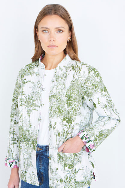Yumi Green Reversible Cotton Quilted Jacket