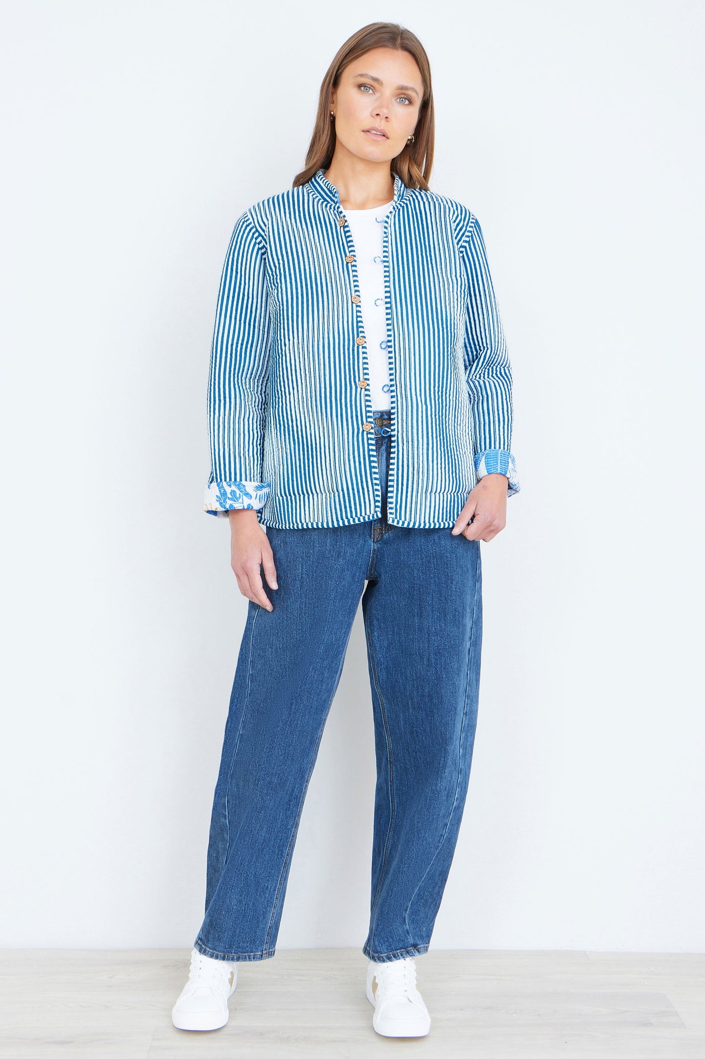 Yumi Blue Jungle Reversible Cotton Quilted Jacket