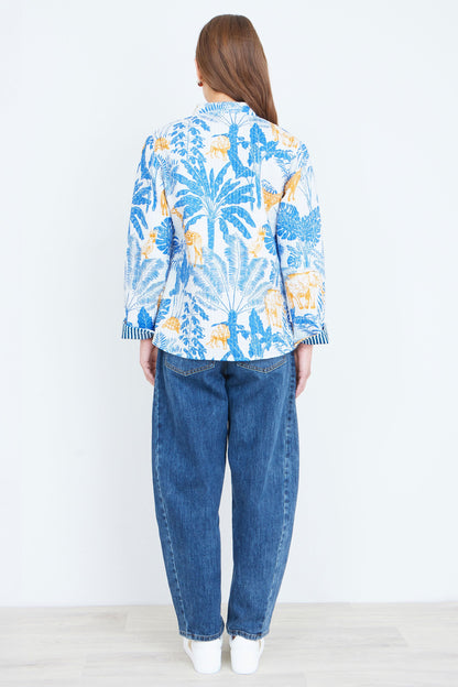 Yumi Blue Jungle Reversible Cotton Quilted Jacket