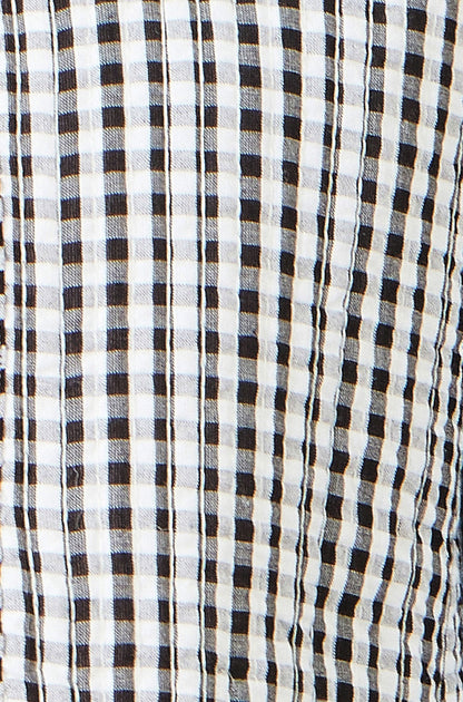 Yumi White Gingham Reversible Cotton Quilted Cropped Jacket