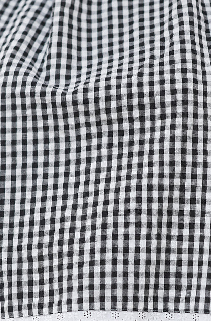 Yumi Black Gingham Cotton Midi Skirt