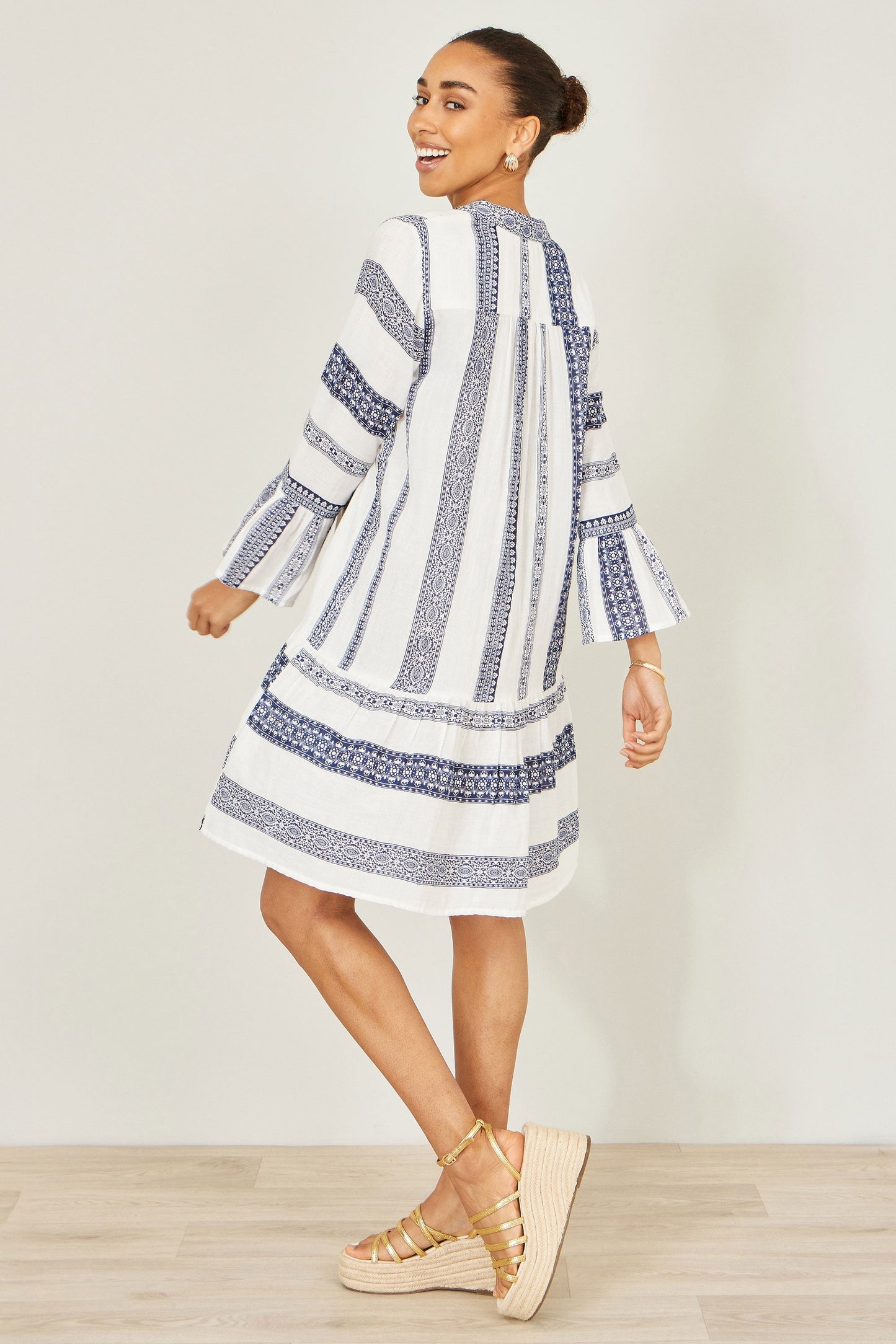 Yumi White Cotton Stripe Tunic