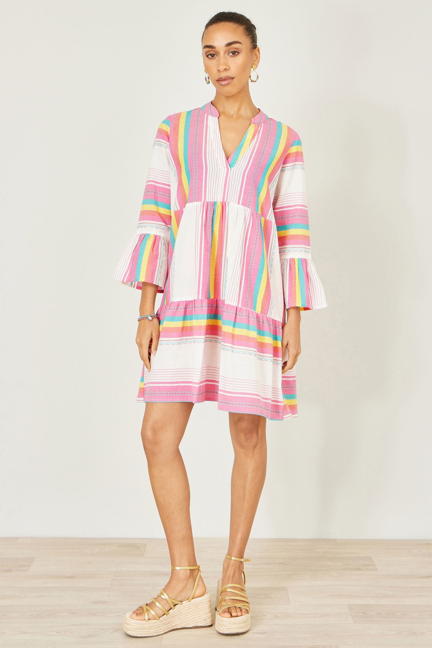 Yumi Multicolour Cotton Stripe Tunic