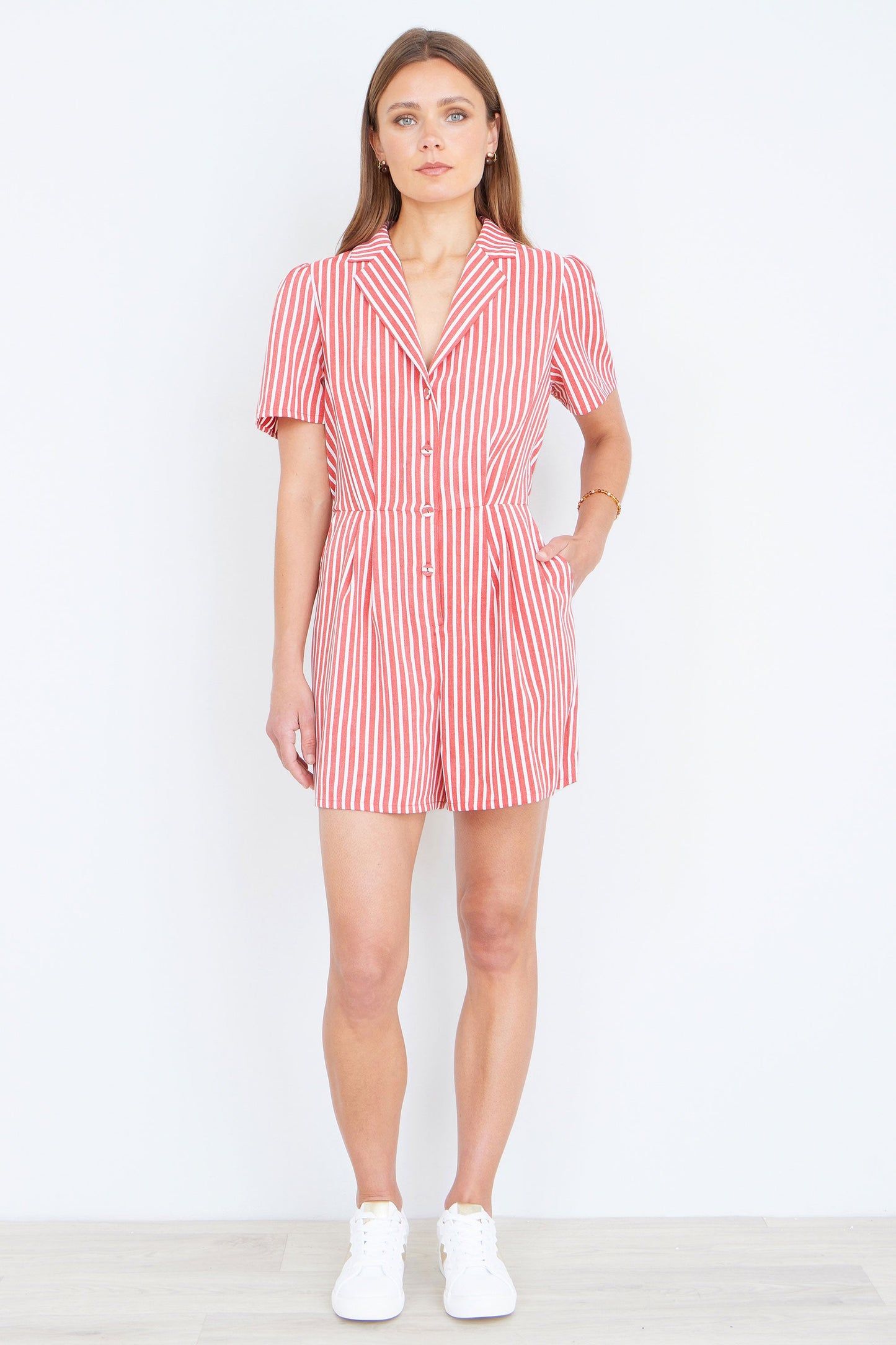 Yumi Red Stripe Retro Playsuit