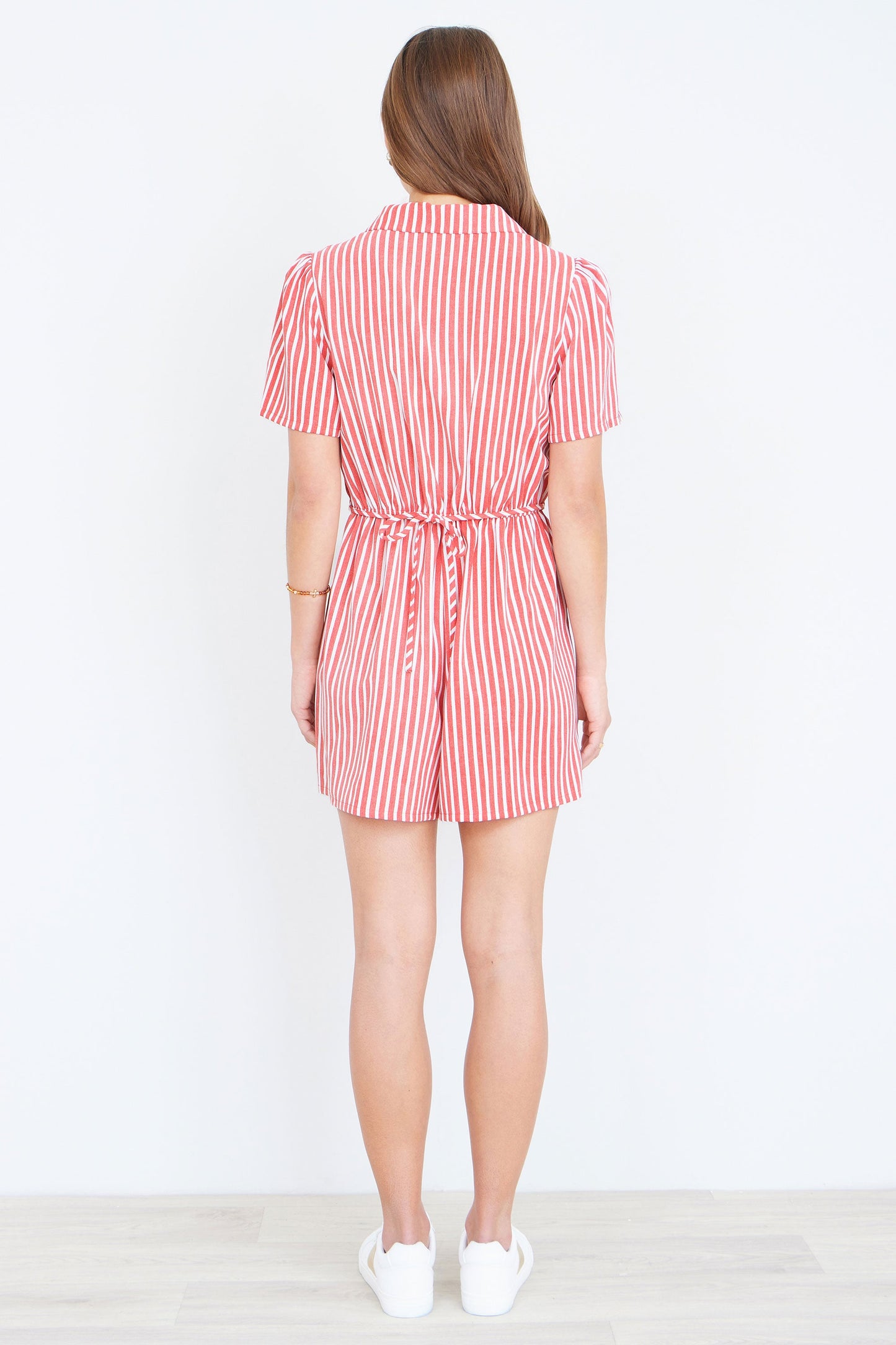 Yumi Red Stripe Retro Playsuit