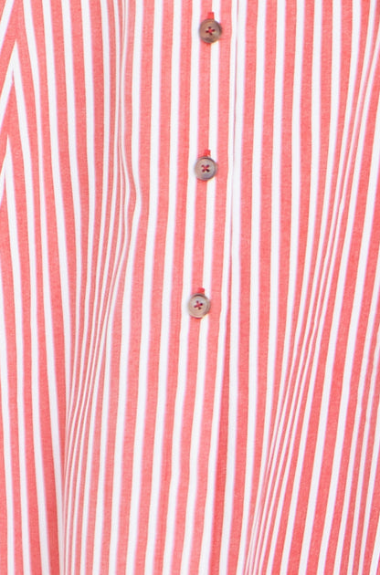 Yumi Red Stripe Midi Sleeveless Shirt Dress