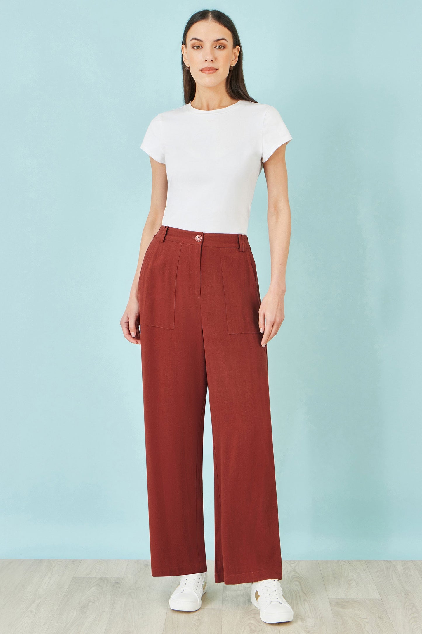 Yumi Brown Linen Mix Trousers