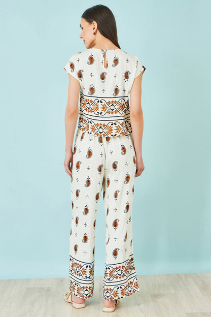 Yumi Ivory Viscose Paisley Top