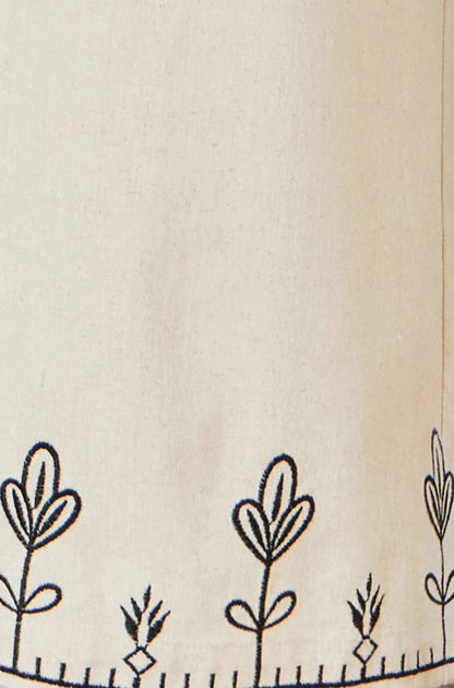 Yumi Ivory Linen Mix Embroirdered Trousers
