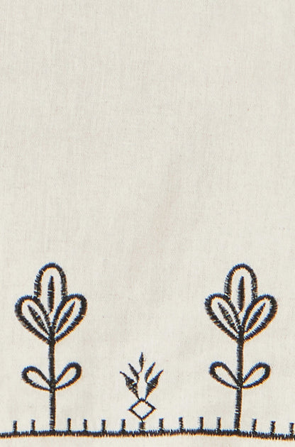 Yumi Ivory Linen Mix Embroirdered Top