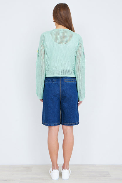 Yumi Blue Denim Wide Leg Shorts