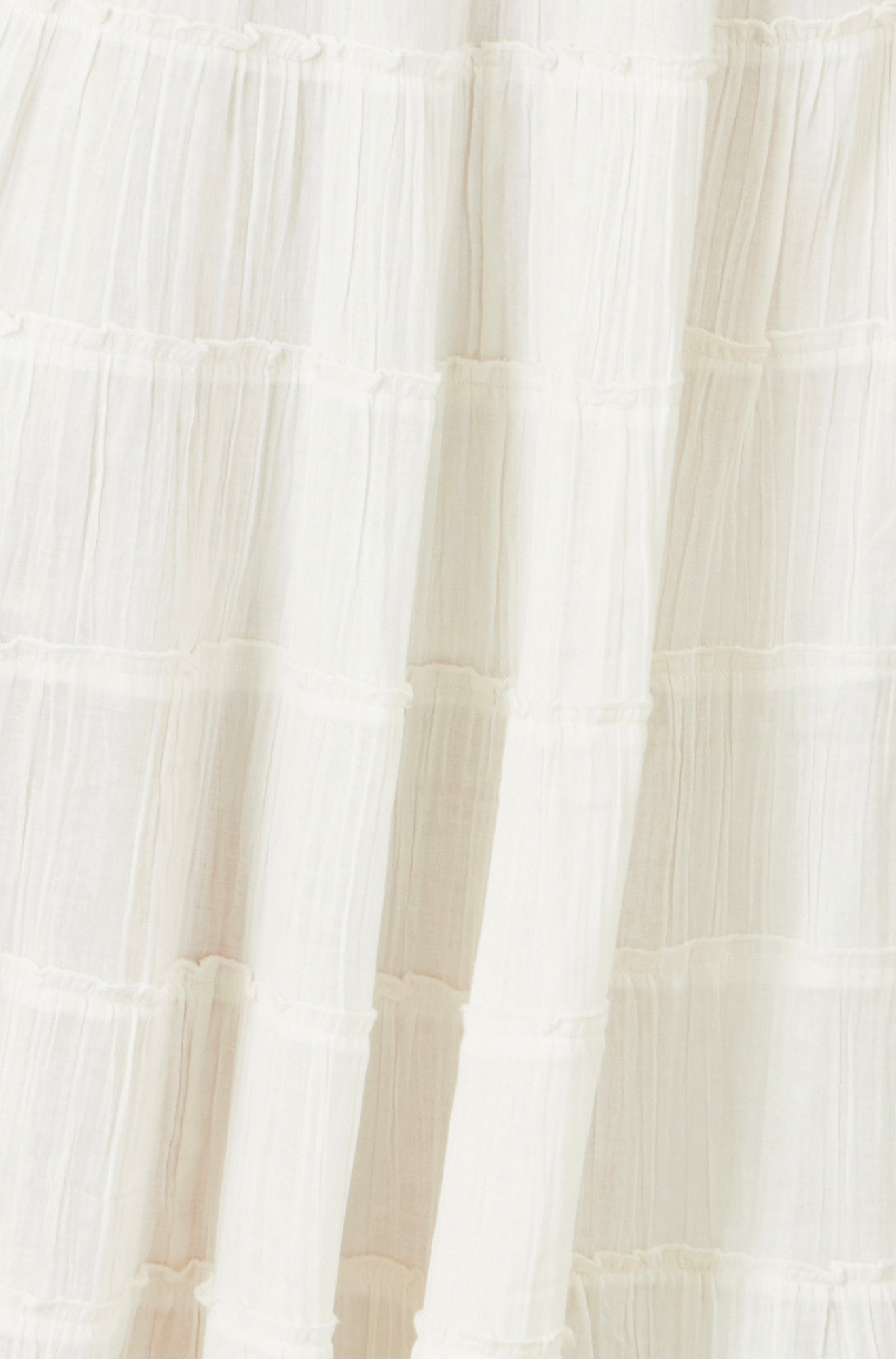 Yumi White Double Cotton Tiered Boho Maxi Skirt