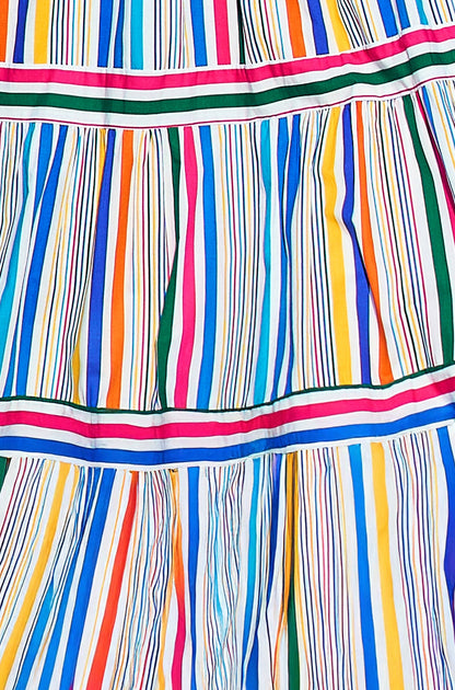 Yumi Multicolour Stripe Cotton Midi Sun Dress
