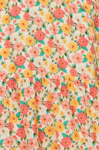 Yumi Multicolour Midi Tea Dress With Angel Sleeves