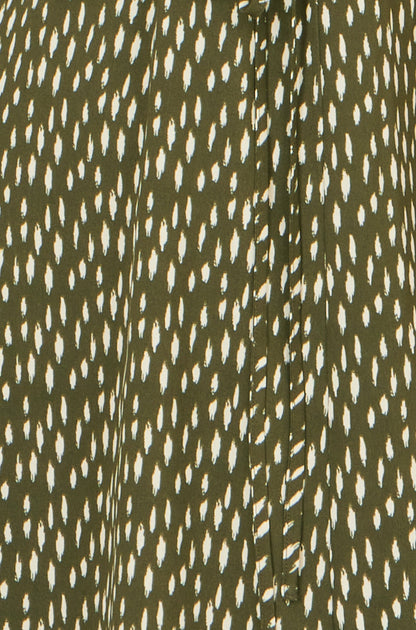 Yumi Green Spot Wrap Midi Tea Dress