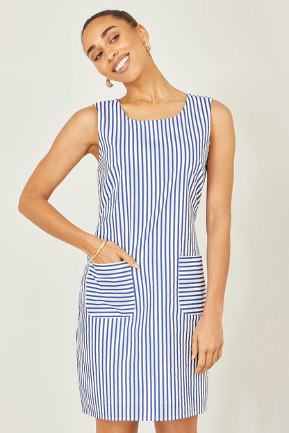 Yumi Navy Stripe Cotton Shift Dress