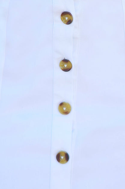 Yumi White Cotton Stretch Mini Skirt With Button Details