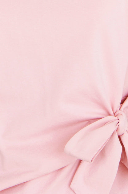 Yumi Pink Cotton Jersey Top With Knot Detail