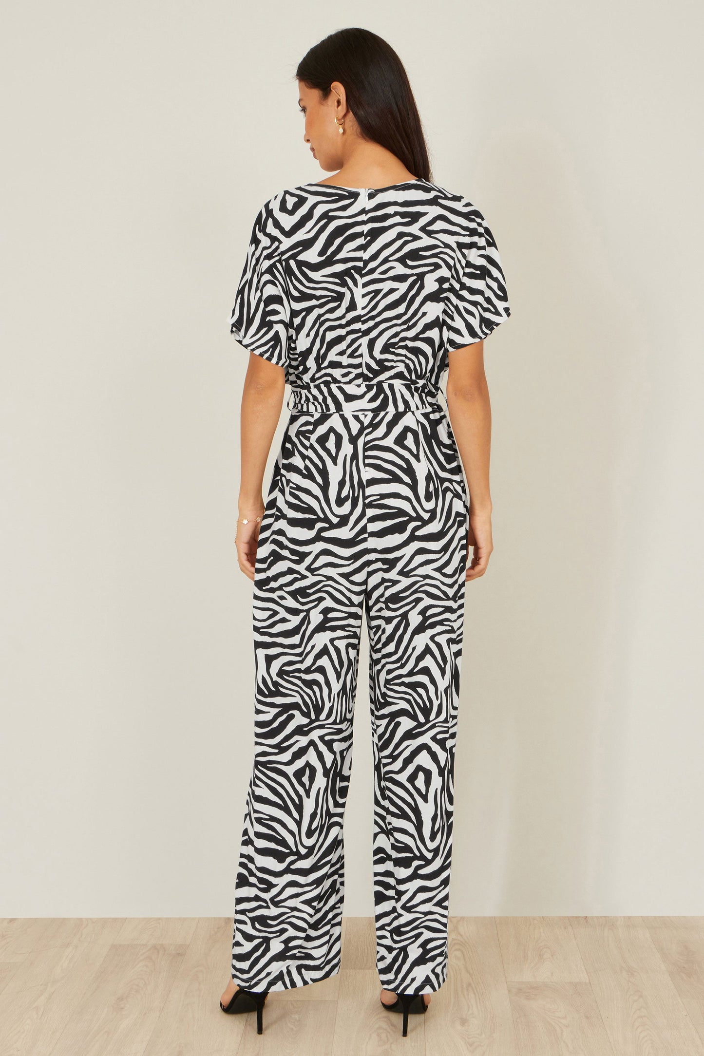 Yumi Black Zebra Print Relaxed Jumpsuit