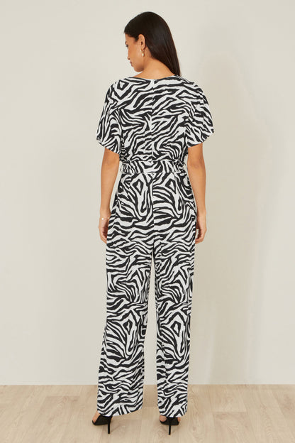 Yumi Black Zebra Print Relaxed Jumpsuit