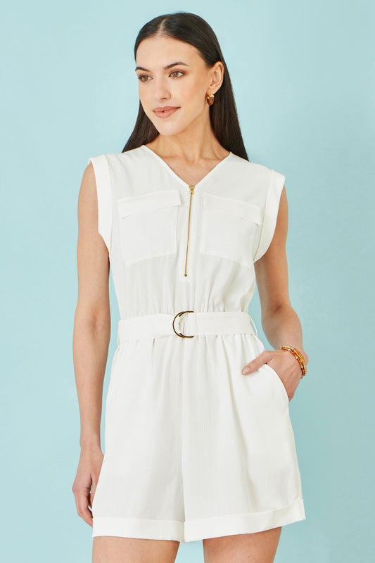 Yumi White Utility Style Playsuit