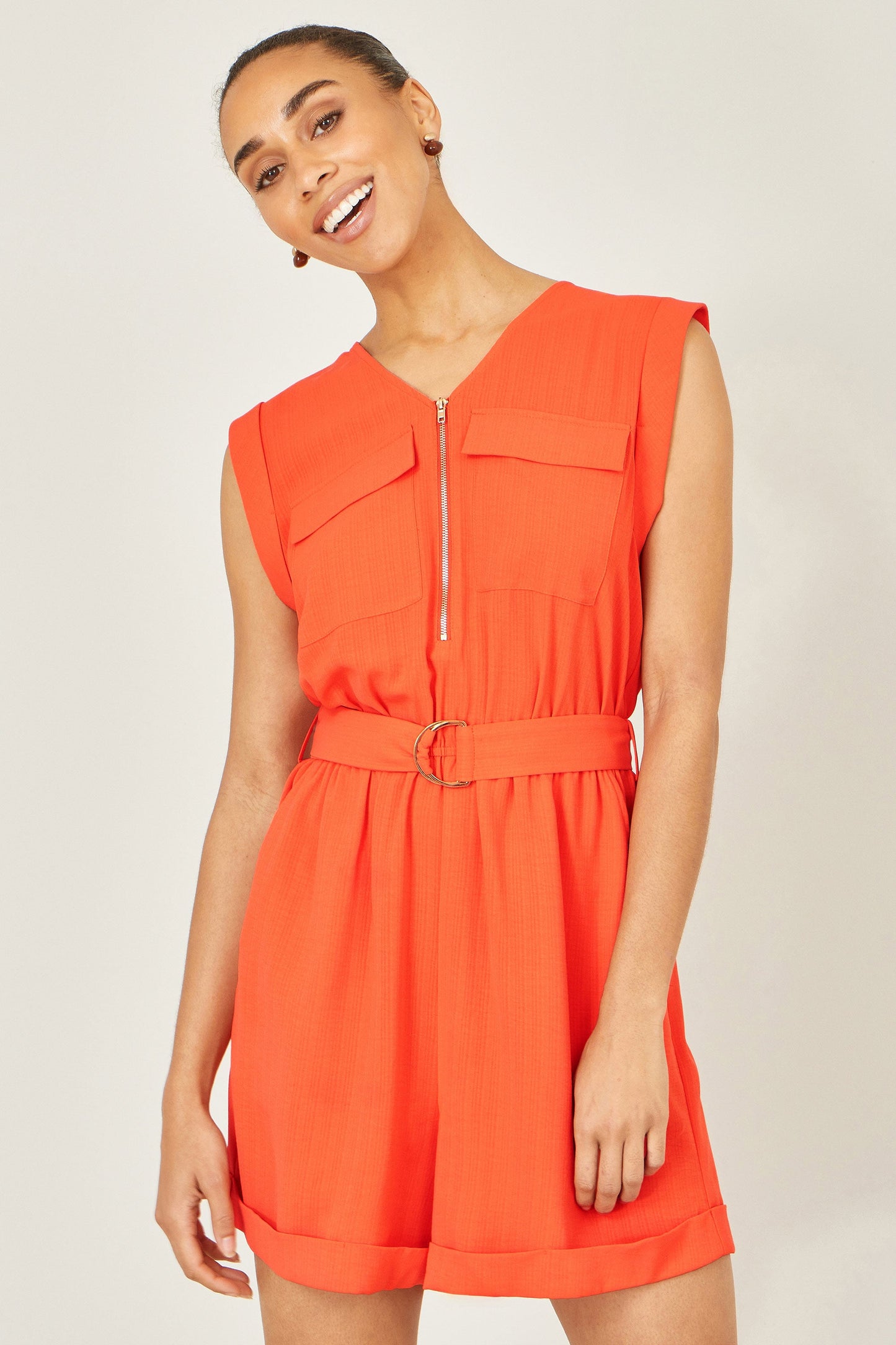 Yumi Orange Utility Style Playsuit